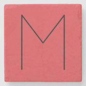 イニシャルレターモノグラムのミニマモダンリスト赤 ストーンコースター (正面)