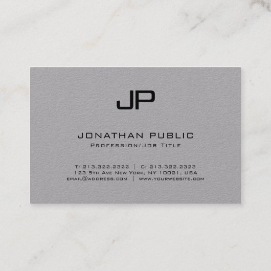 イニシャルレターモノグラムエレガントモダンテンプレート 名刺 (裏面)