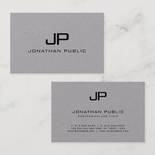 イニシャルレターモノグラムエレガントモダンテンプレート 名刺 (正面/裏面)