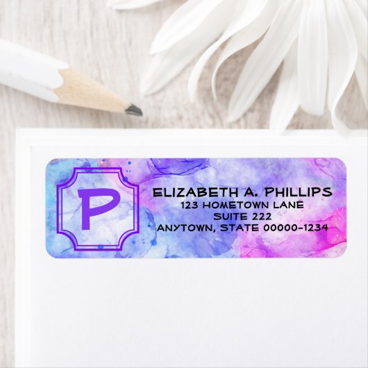 イニシャルレターモノグラムオーバーパステル水彩 ラベル (インサイチュ)