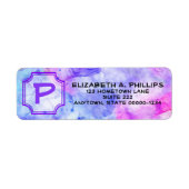 イニシャルレターモノグラムオーバーパステル水彩 ラベル (正面)