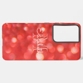 イニシャルレターモノグラムコーフェイクラルグリッター《写真》ぼけ味 SAMSUNG GALAXYケース (左側面)