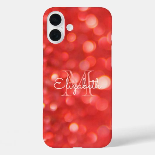 イニシャルレターモノグラムコーラルグリッター《写真》ぼけ味 Case-Mate iPhoneケース (裏面)