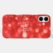 イニシャルレターモノグラムコーラルグリッター《写真》ぼけ味 Case-Mate iPhoneケース (裏面 (横))