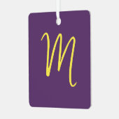 イニシャルレターモノグラムスタイリッシュインディゴイエロー メタルオーナメント (正面左)