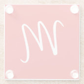 イニシャルレターモノグラムスタイリッシュ赤白 ガラスコースター (裏面)