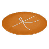 イニシャルレターモノグラムモダンスタイルオレンジホワイト カッティングボード (角)