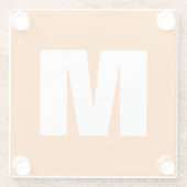 イニシャルレターモノグラムモダンスタイルオレンジホワイト ガラスコースター (裏面)