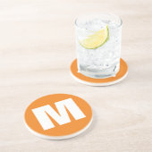 イニシャルレターモノグラムモダンスタイルオレンジホワイト コースター (側面)