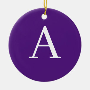 イニシャルレターモノグラムモダンスタイルパープル&ブルー セラミックオーナメント