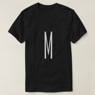 イニシャルレターモノグラムモダンスタイルブラック&ホワイト Tシャツ