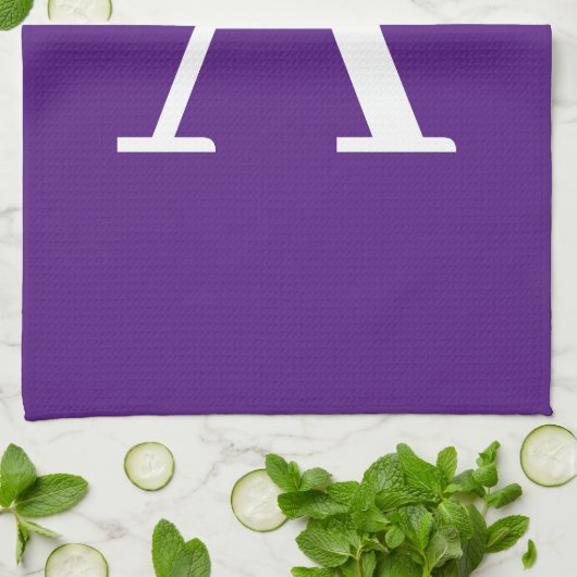 イニシャルレターモノグラムモダンスタイル紫 キッチンタオル (折り畳み)