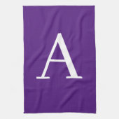 イニシャルレターモノグラムモダンスタイル紫 キッチンタオル (縦)