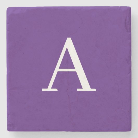 イニシャルレターモノグラムモダンスタイル紫 ストーンコースター (正面)