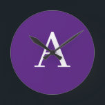 イニシャルレターモノグラムモダンスタイル紫 ラウンド壁時計<br><div class="desc">お名前の商品をイニシャルしたい?それは非常にシンプル美しく、魅力的である。</div>