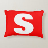 イニシャルレターモノグラムモダンスタイル赤白 アクセントクッション (裏面)