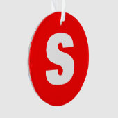 イニシャルレターモノグラムモダンスタイル赤白 オーナメント (正面)