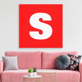 イニシャルレターモノグラムモダンスタイル赤白 キャンバスプリント (インサイチュ (リビング))