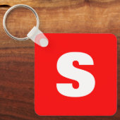 イニシャルレターモノグラムモダンスタイル赤白 キーホルダー (正面)