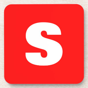 イニシャルレターモノグラムモダンスタイル赤白 コースター
