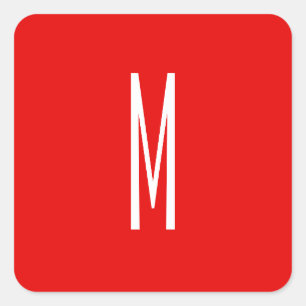 イニシャルレターモノグラムモダンスタイル赤白 スクエアシール