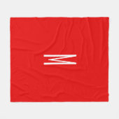 イニシャルレターモノグラムモダンスタイル赤白 フリースブランケット (正面(横))