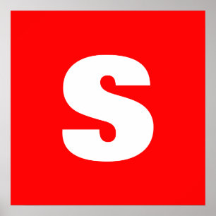 イニシャルレターモノグラムモダンスタイル赤白 ポスター