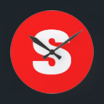 イニシャルレターモノグラムモダンスタイル赤白 ラウンド壁時計<br><div class="desc">お名前の商品をイニシャルしたい?それは非常にシンプル美しく、魅力的である。</div>