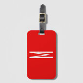 イニシャルレターモノグラムモダンスタイル赤白 ラゲッジタグ (正面縦)