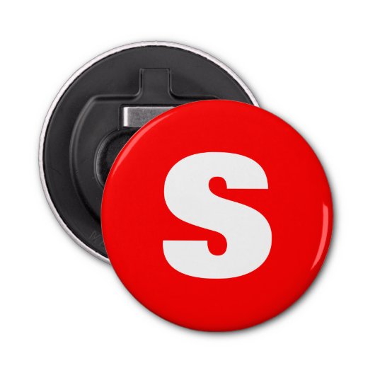 イニシャルレターモノグラムモダンスタイル赤白 栓抜き (正面)