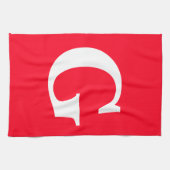 イニシャルレターモノグラムレッドホワイトプレーンシンプル キッチンタオル (横)