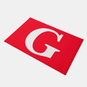 イニシャルレターモノグラムレッドホワイトプレーンシンプル ドアマット (アングル)