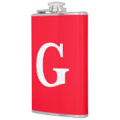 イニシャルレターモノグラムレッドホワイトプレーンシンプル フラスク (左)