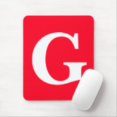 イニシャルレターモノグラムレッドホワイトプレーンシンプル マウスパッド (マウス)