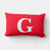 イニシャルレターモノグラムレッドホワイトプレーンシンプル ランバークッション (裏面)