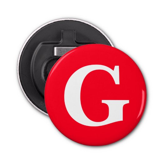 イニシャルレターモノグラムレッドホワイトプレーンシンプル 栓抜き (正面)