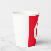 イニシャルレターモノグラムレッドホワイトプレーンシンプル 紙コップ (右)