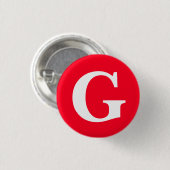 イニシャルレターモノグラムレッドホワイトプレーンシンプル 缶バッジ (正面&裏面)