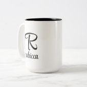 イニシャルレターモノグラムロゴイエローコーヒーマグ ツートーンマグカップ (正面左)