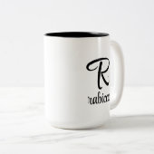 イニシャルレターモノグラムロゴイエローコーヒーマグ ツートーンマグカップ (正面右)