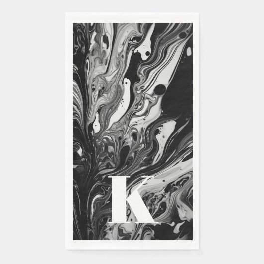 イニシャルレターモノグラム白黒インクマーブル (正面)