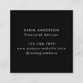 イニシャルレターモノグラム白黒インクマーブル スクエア名刺 (裏面)