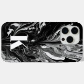 イニシャルレターモノグラム白黒インクマーブル Case-Mate iPhoneケース (裏面 (横))