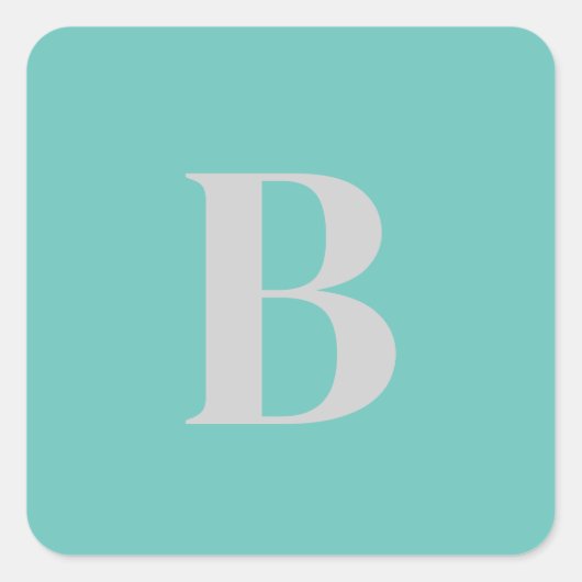 イニシャルレターライユニークトティール(緑がかった色)グレーモノグラム スクエアシール (正面)