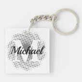 イニシャルレター名前をカスタムするクラシック キーホルダー (裏面)