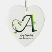 イニシャルレター緑色の名刺オーナメントギフト セラミックオーナメント (右)