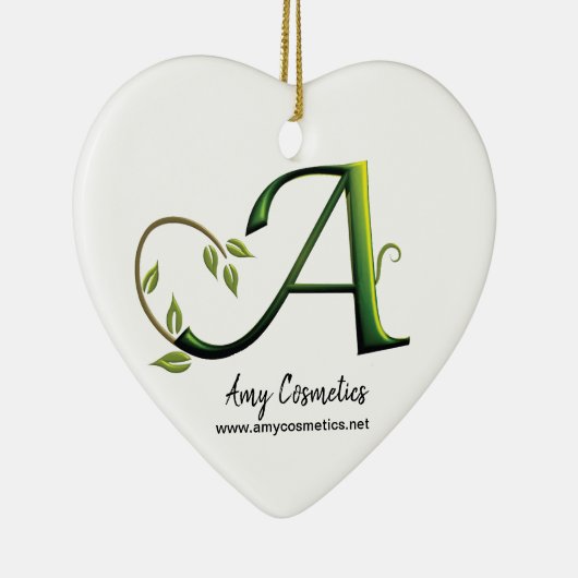 イニシャルレター緑色の名刺オーナメントギフト セラミックオーナメント (右)