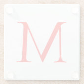 イニシャルレター赤い白モノグラムのプロフェッショナル ガラスコースター (裏面)