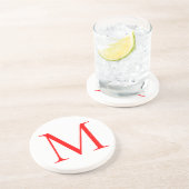 イニシャルレター赤い白モノグラムのプロフェッショナル コースター (側面)