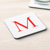 イニシャルレター赤い白モノグラムのプロフェッショナル コースター (左側)